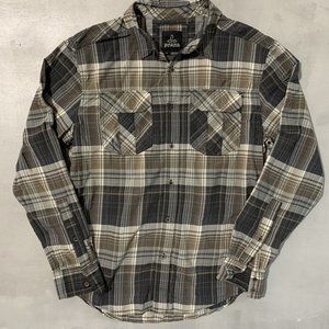 Prana Button front shirt mens adult‎ small plaid brown Long sleeve 20 x 27